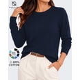 thumbnail image 1 of QUALFORT Women’s 100% Cotton Pullover Sweater, Crew Neck Long Sleeve Lightweight Sweater for Women, Soft Classic Knit Top, Navy XL, 1 of 7