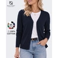 thumbnail image 1 of QUALFORT Women's 100% Cotton Lightweight Button-Front Cardigan Sweater, V-Neck Long Sleeve Knit,Navy XL, 1 of 9