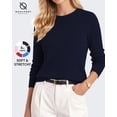 thumbnail image 1 of QUALFORT Women’s Cable Knit Sweater, Crew Neck Lightweight Long Sleeve Pullover, Navy, Size M, 1 of 7