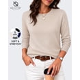 thumbnail image 1 of QUALFORT Women’s Crew Neck Pullover Sweater, Soft Lightweight Long Sleeve Knit Top, Beige, Size XL, 1 of 7