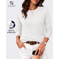 thumbnail image 1 of QUALFORT Women’s Crew Neck Pullover Sweater, Soft Lightweight Long Sleeve Knit Top, White, Size L, 1 of 7