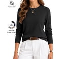 thumbnail image 1 of QUALFORT Women’s Crew Neck Pullover Sweater, Soft Midweight Long Sleeve Wool Blend Knit Top, Black, Size XL, 1 of 7