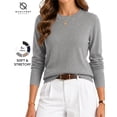 thumbnail image 1 of QUALFORT Women’s Crew Neck Pullover Sweater, Soft Midweight Long Sleeve Wool Blend Knit Top, Gray, Size XL, 1 of 7