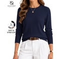 thumbnail image 1 of QUALFORT Women’s Crew Neck Pullover Sweater, Soft Midweight Long Sleeve Wool Blend Knit Top, Navy, Size XL, 1 of 7