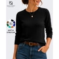 thumbnail image 1 of QUALFORT Women’s Crew Neck Pullover Sweater, Soft Lightweight Long Sleeve Knit Top, Solid Color Casual Sweater, Black L, 1 of 7