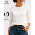 thumbnail image 1 of QUALFORT Women’s Crew Neck Pullover Sweater, Soft Lightweight Long Sleeve Knit Top, Solid Color Casual Sweater, Off White XL, 1 of 7