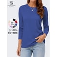 thumbnail image 1 of QUALFORT Women's Long Sleeve Shirts, 100% Cotton Crew Neck Long Sleeve T Shirt for Women, Soft Lightweight Casual Basic Cotton Top, Royal Blue XL, 1 of 7