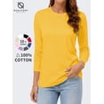 thumbnail image 1 of QUALFORT Women's Long Sleeve Shirts, 100% Cotton Crew Neck Long Sleeve T Shirt for Women, Soft Lightweight Casual Basic Cotton Top, Yellow XXL, 1 of 7