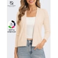 thumbnail image 1 of QUALFORT Women's 3/4 Sleeve Cropped Cardigan Sweater, Open Front Shrug, Beige, Size XXL, 1 of 7