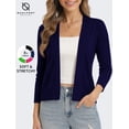 thumbnail image 1 of QUALFORT Women's 3/4 Sleeve Cropped Cardigan Sweater, Open Front Shrug, Navy, Size L, 1 of 7