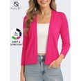 thumbnail image 1 of QUALFORT Women's 3/4 Sleeve Cropped Cardigan Sweater, Open Front Shrug, Rose, Size S, 1 of 7