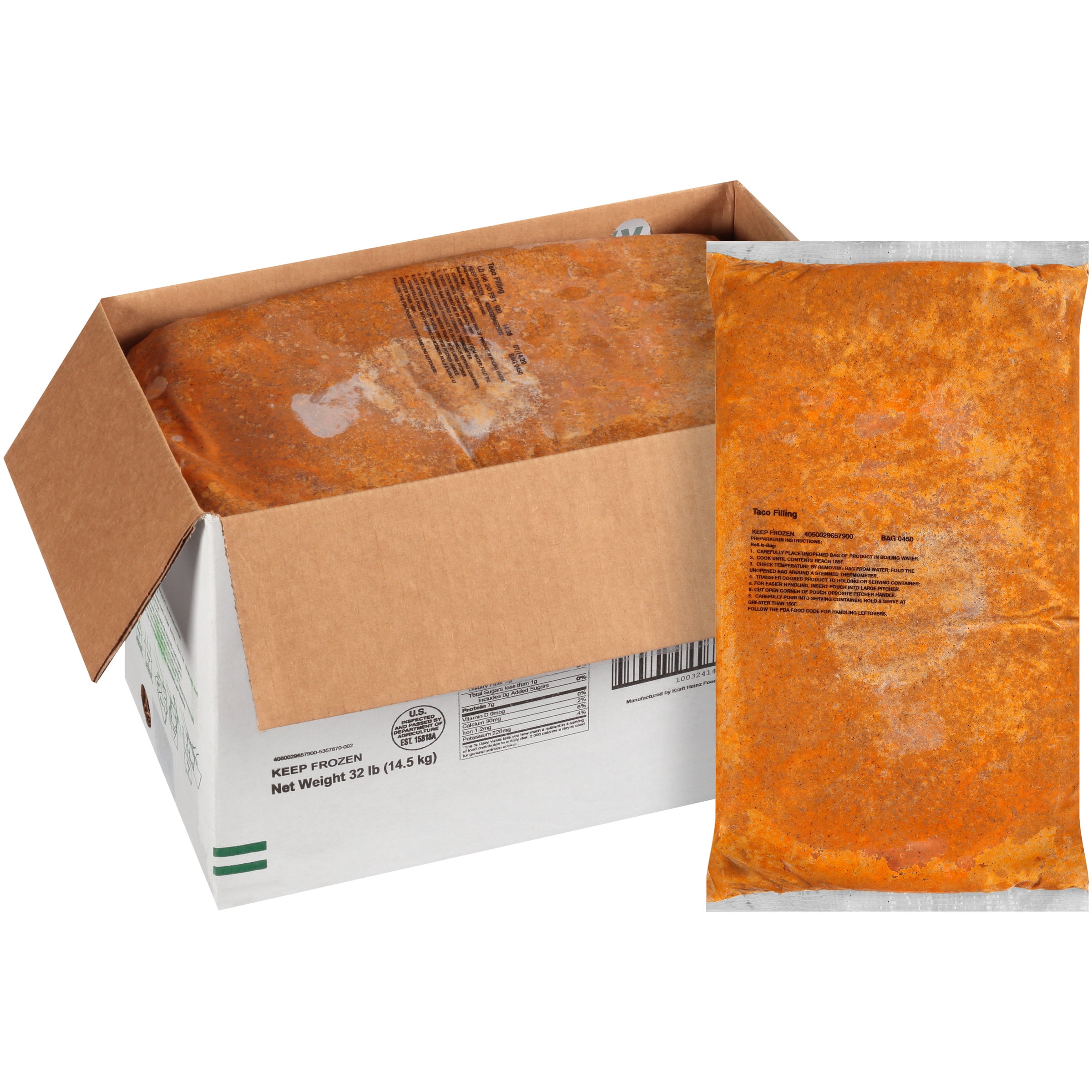 QUALITY CHEF Beef Taco Filling, 8 lb. Frozen Bag (Pack of 4)