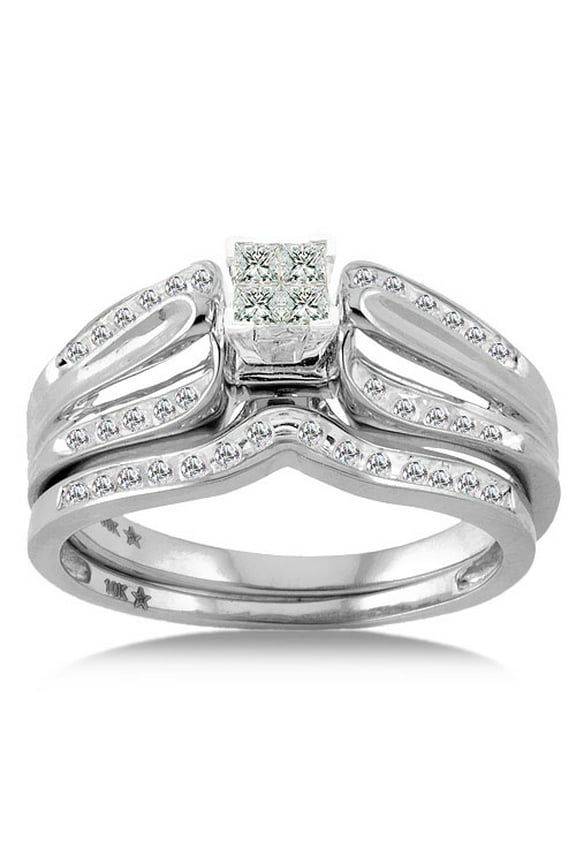 QUALITY ISSUE - 1/3 Carat Square-Cut Diamond Bridal Set