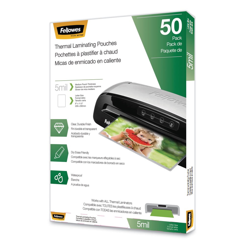 Fellowes Mfg Co. 5744501 9 in. x 11.5 in. 5 millimeter Thermal Laminating Pouches - Matte Clear (50/Pack)