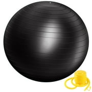 QUANFENG QF Exercise Ball Yoga Ball with Free Air Pump for Fitness, Balance and Gym Workouts, 200 Lbs. (65 cm Black)