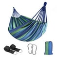 thumbnail image 1 of QUANFENG QF Hammock 2-Person Canvas Cotton Portable Camping Hammock, Support 440lbs, Blue, 1 of 6