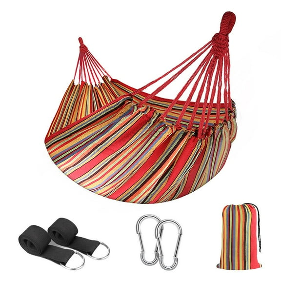 QUANFENG QF Hammock 2-Person Canvas Cotton Portable Camping Hammock, Support 440lbs, Red