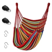 QUANFENG QF Hanging Hammock Chair Patio Indoor and Outdoor Hammock Swing Support 330 lbs (Red)