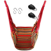 QUANFENG QF Hanging Hammock Chair Patio Indoor and Outdoor Hammock Swing Support 330 lbs (Red)