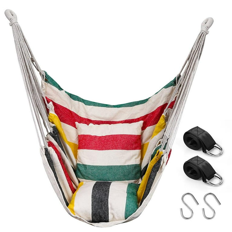 QUANFENG QF Hanging Hammock Chair with 2 Cushions Porch Swing