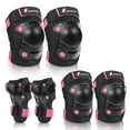 thumbnail image 1 of QUANFENG QF Kids Knee Pads and Elbow Pads with Wrist Guards 3 in 1 Protective Gear Set for Children Outdoor Activities, Black + Pink, 1 of 6