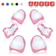 QUANFENG QF Knee Pads 6 Pieces Kids Knee and Elbow Pads Wrist Guards for Roller Skates Cycling (Pink)