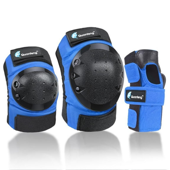 QUANFENG QF Knee Pads Elbow Pads and Wrist Guards 6 Pieces Cycling Skateboarding Protective Gear Set for Adults (Blue)