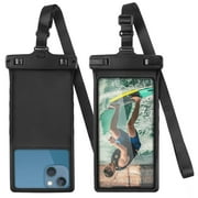 QUANFENG QF Waterproof Phone Pouch IPX8 Cellphone Dry Bag Underwater Beach Essentials for Water Sports, Travel- Black