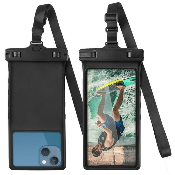 QUANFENG QF Waterproof Phone Pouch IPX8 Cellphone Dry Bag Underwater Beach Essentials for Water Sports, Travel- Black