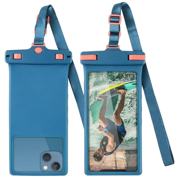 QUANFENG QF Waterproof Phone Pouch IPX8 Cellphone Dry Bag Underwater Beach Essentials for Water Sports, Travel- Blue