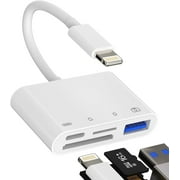 QUANHANG Camera Memory SD Card Reader Compatible with iPhone/iPad, Lightening Male to USB Female OTG Adapter Micro TF Power Charging Splitter Charger Connector