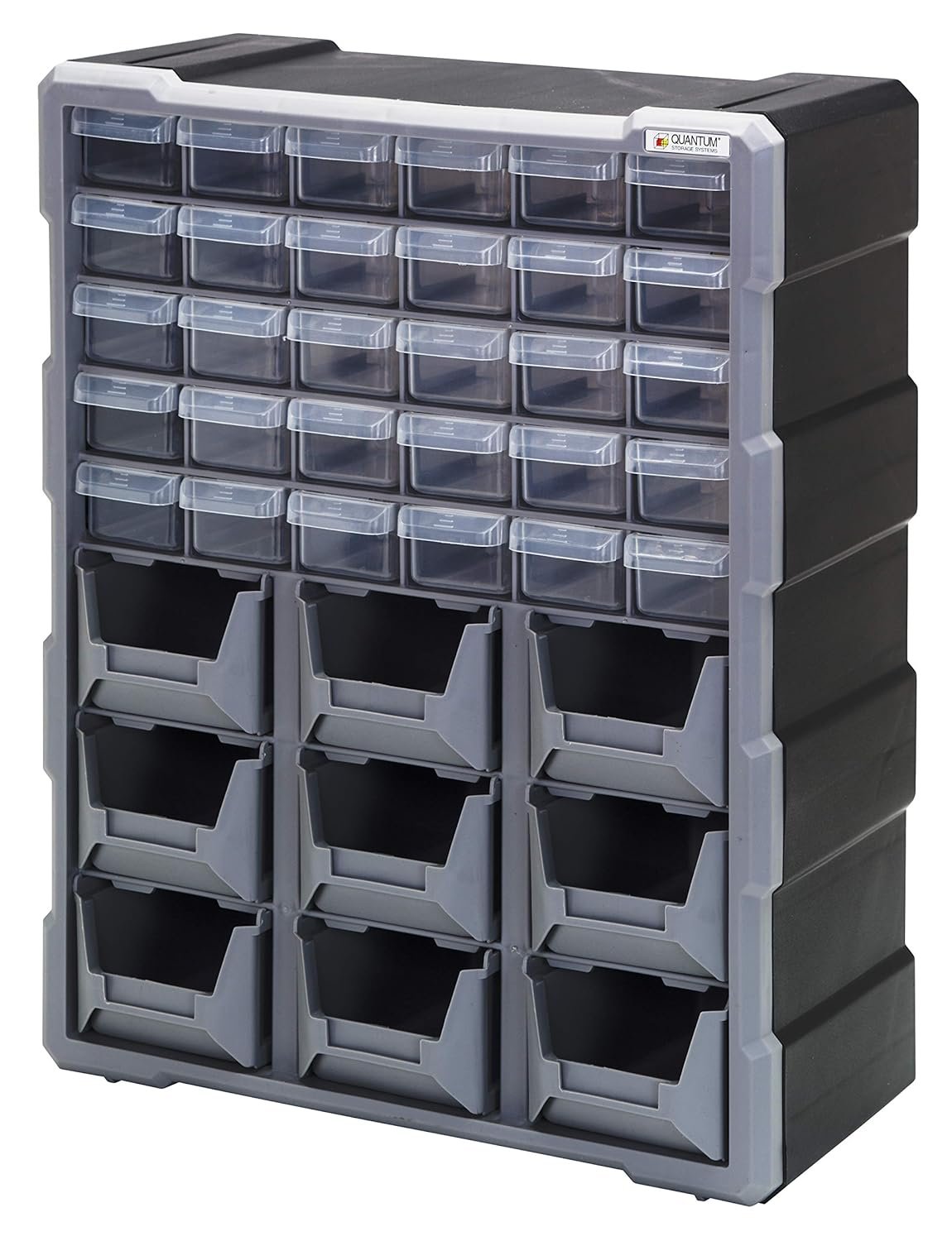 Quantum Storage PDC-930BK Armadietto 30 Cassetti Trasparenti Con Divisori - Impilabile E Montabile A Parete