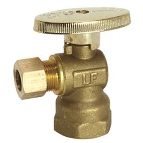 Durapro Quarter Turn Angle Stop, 1/2 In. Ips X 3/8 In. Od Compression, Rough Brass, Lead Free