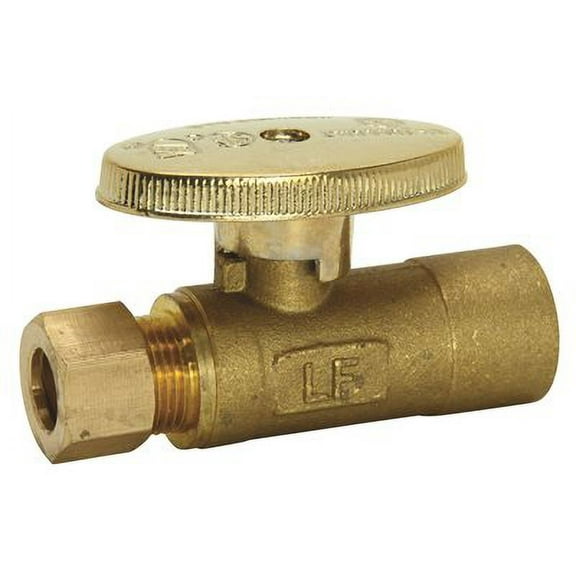 DURAPRO NLTRB1331SRC Durapro Quarter Turn Straight Stop, 1/2" Sweat x 3/8" Od Compression, Rough Brass, Lead Free