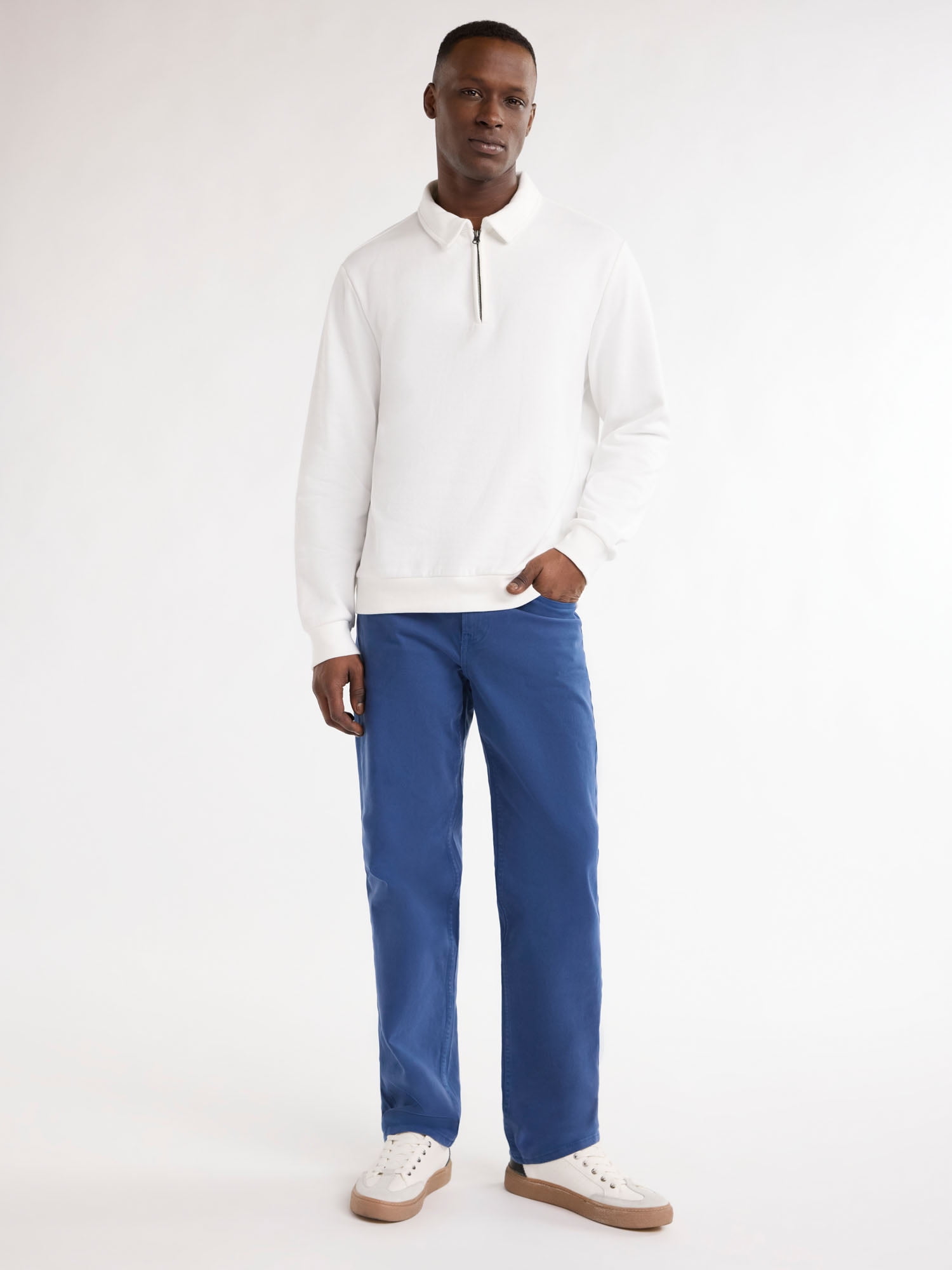 Free Assembly Men's Quarter Zip Fleece Pullover with Long Sleeves, Sizes XS-3XL