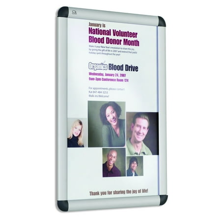 QUARTET CF1711 Sign Holder,Wall,11x17,Alum,Silver