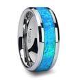 thumbnail image 1 of QUASAR Tungsten Wedding Band with Blue Green Opal Inlay-8mm, 1 of 2