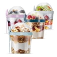 thumbnail image 1 of QUASLEQ 17 oz Reusable Yogurt Cups with Lids & Spoons, 4-Pack Leakproof Dual Compartment Containers for Meal Prep & Lunch Prep, BPA-Free, 1 of 11
