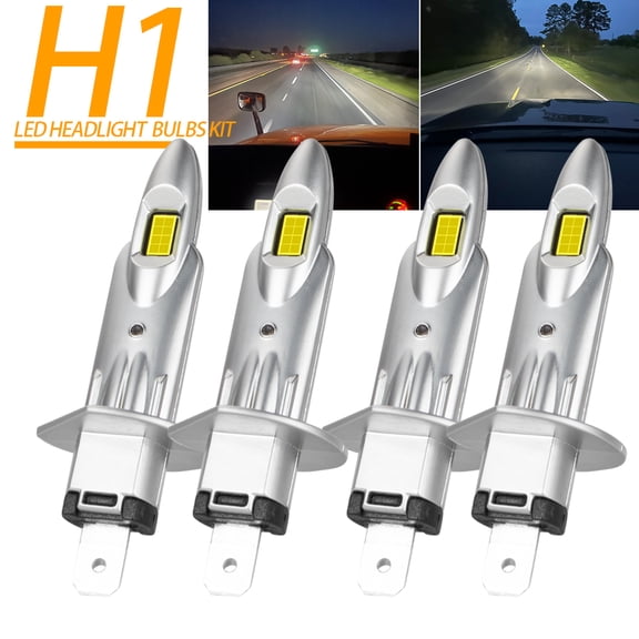 QUAYUB 4X LED Headlight Bulbs Conversion Kit High Low Beam Super Bright 6000K White H1