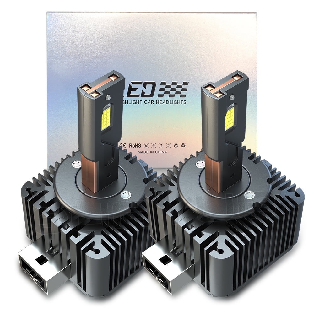 QUAYUB D1S D1R LED Headlight Bulbs High Low Beam 12000lm 6000k Bright White HID Replace
