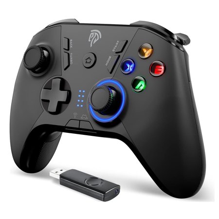 QUCOPRE PC Game Controller, 2.4GHz Wireless Gaming Controller with 4 Programmable Buttons, Dual Vibration for PC/PS3/Android Smart TV/TV Box
