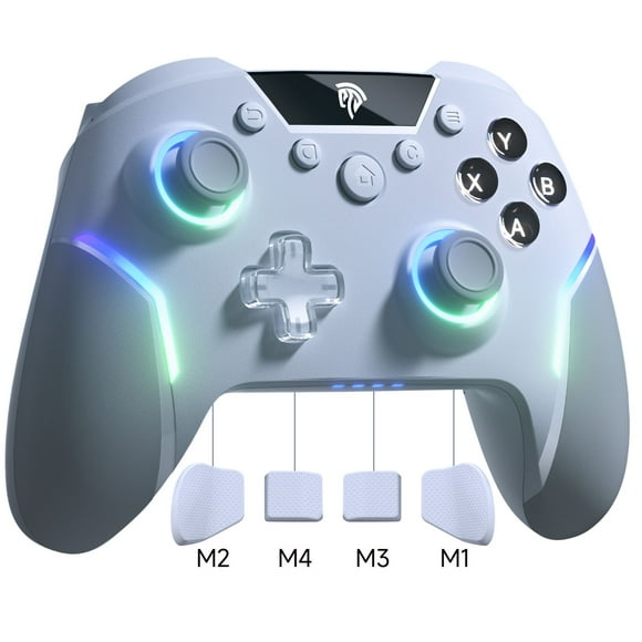 QUCOPRE Wireless Gaming Controller for PC,iOS,Android,Switch,Steam, PC Controller with Detachable Joysticks/Mappable Buttons/6-Axis Gyro/RGB Lights/Micro Hall Triggers