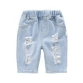thumbnail image 1 of QUDDERR 1-6Y Toddler Boys Denim Jeans Shorts Elastic Leg Denim Summer Casual Middle Pants, 1 of 8