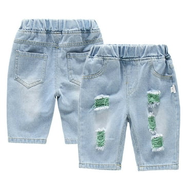 QUDDERR 1-6Y Toddler Boys Denim Jeans Shorts Elastic Leg Denim Summer Casual Middle Pants