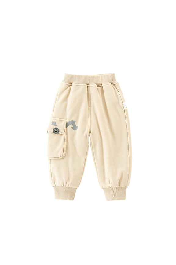 1-7T Boys Winter Snow Pants Thickened Warm Sweatpants Elastic Waist Cotton Pants Baby Warm Cargo Trousers for Boys