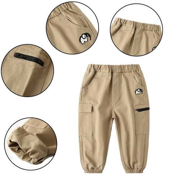 QUDDERR 1-8Y Kids Baby boys Sweat Pants Active Jogger Pants Elastic Sweatpants Pants and Leggings with Pockets
