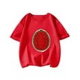 thumbnail image 1 of QUDDERR 3-14T Kids TShirts Cotton Summer Crewneck Tees Little Big Girls T Shirts Short Sleeve Tees 3-14T Sequin Pullover Tops Teen Girls Cartoon Casual Tops, 1 of 8