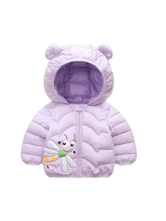 Baby Girls Boys down Cotton Jacket Ears Hooded Toddler Cotton Coat Fall Winter Warm Puffer Clothing Short Outerwear for 6 Months-4 Years