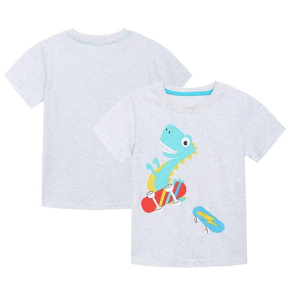 QUDDERR Baby Kids Boys Cotton TShirts Cartoon Summer Crewneck Tees Pullover Bottoming Tops 2-7T Toddler Boys Cartoon Casual Short Sleeve Shirts