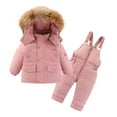 thumbnail image 1 of QUDDERR Baby Kids Girls Boys Hooded down Jacket + Ski Bib Pants Snowsuit Set Toddler Winter Warm Outfit Size 2-6T, 1 of 9